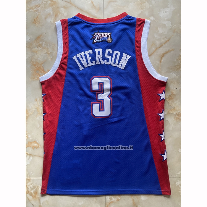 Maglia All Star 2024 Eastern Conference Allen Iverson No 3 Blu
